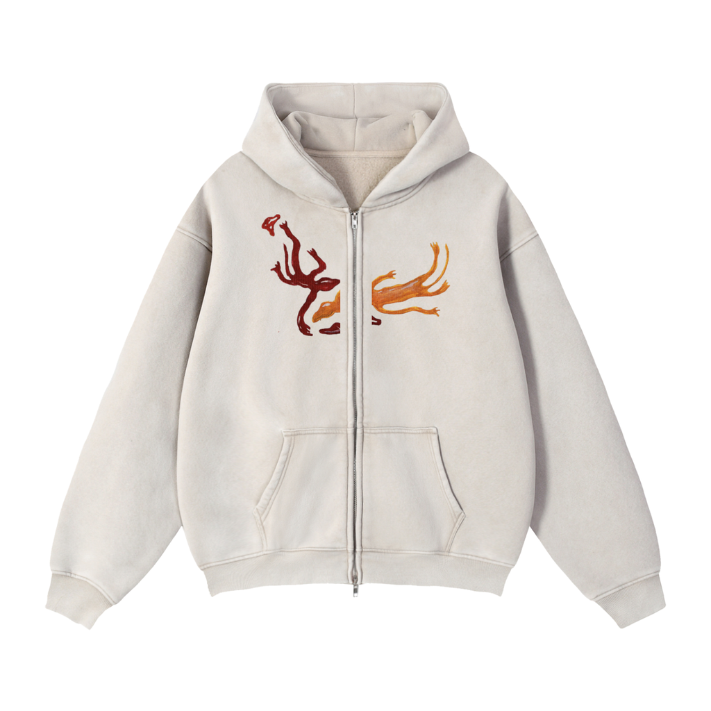 Salamander Zipper Hoodie - apricot