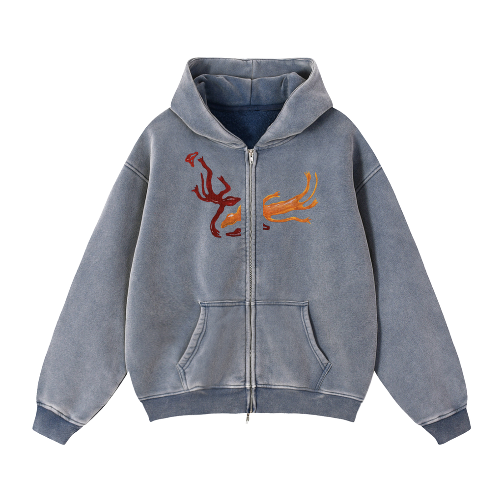 Salamander Zipper Hoodie - navy